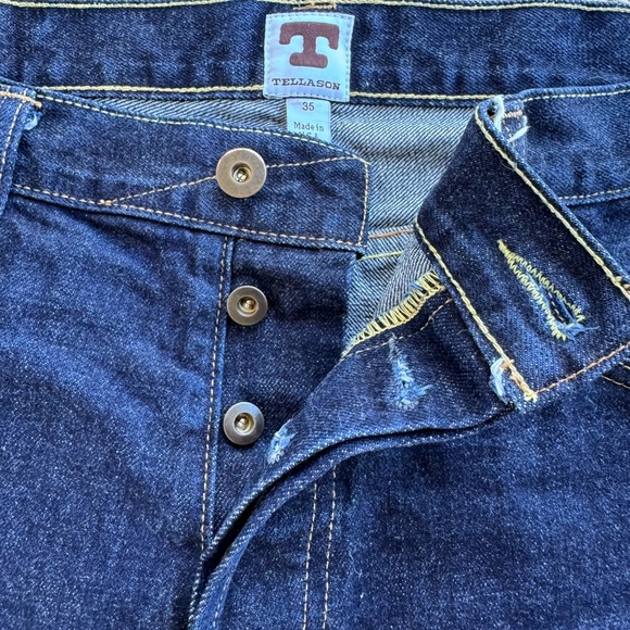 Tellason Ankara Straight Leg White Oak Selvedge Jeans Button Fly USA Size 35 - Picture 11 of 15